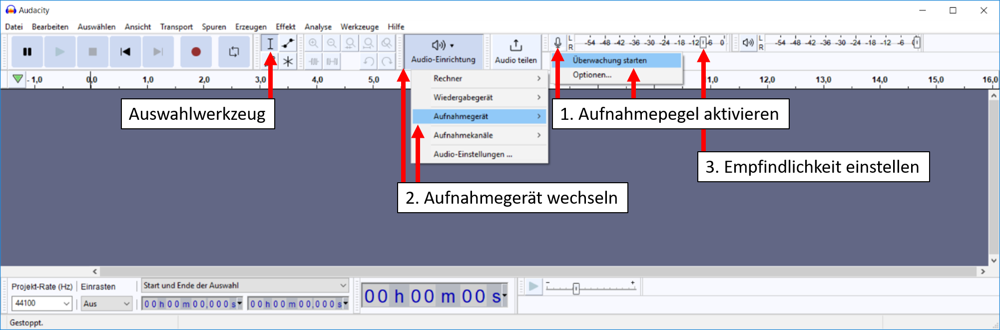Arbeiten mit Audacity